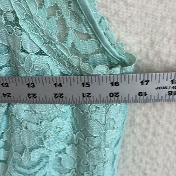 Davids Bridal Short One Shoulder Corded Lace Dress F15711 Womens Size 10 Mint - Picture 3 of 7